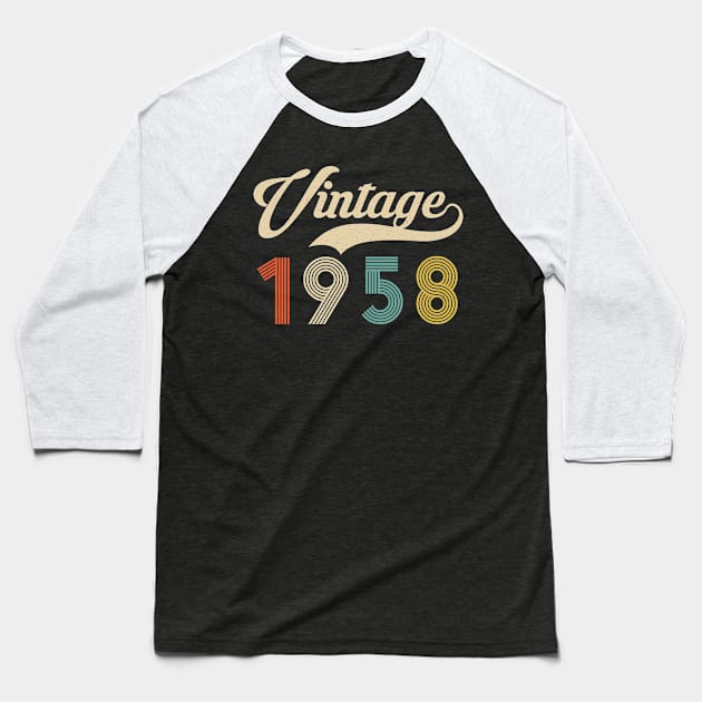 Retro Vintage 1958 62nd Birthday - Vintage Classic 62 Years Old Baseball T-Shirt by Merchofy